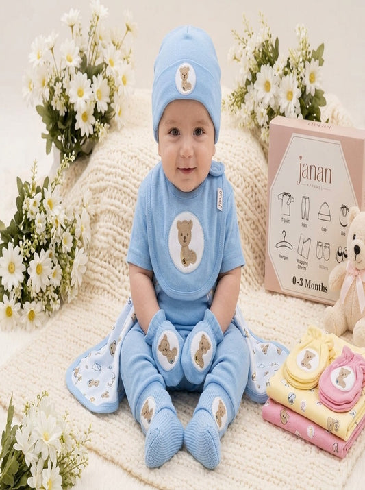 Newborn Cotton Gift Set – Teddy Bear Embroidered