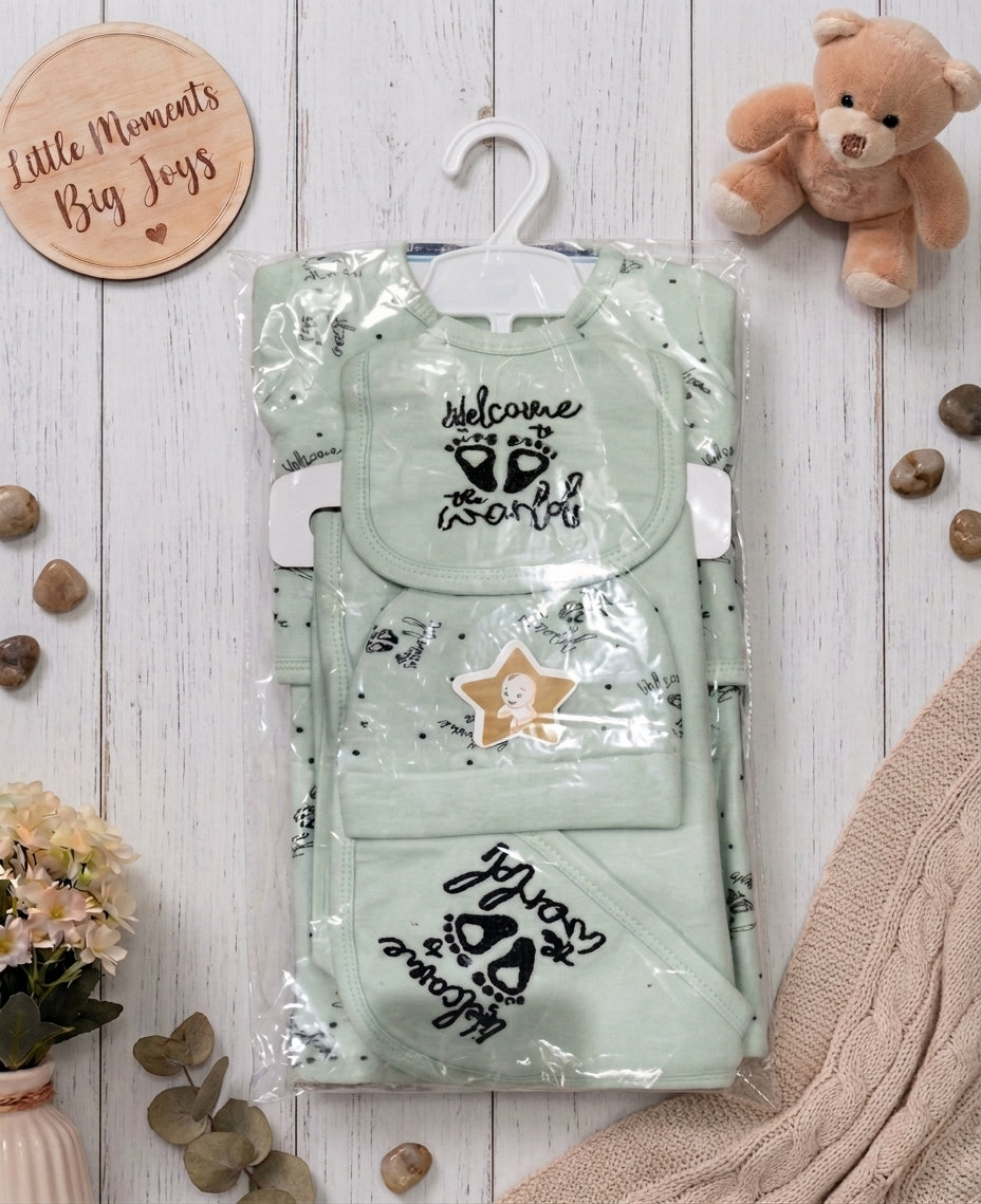 Welcome to the World New Born Baby Winter Fleece Gift Set (5 Pieces)