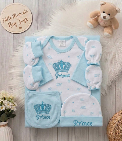 Prince Crown - New Born Baby Winter Fleece Gift Set (8 Pieces)