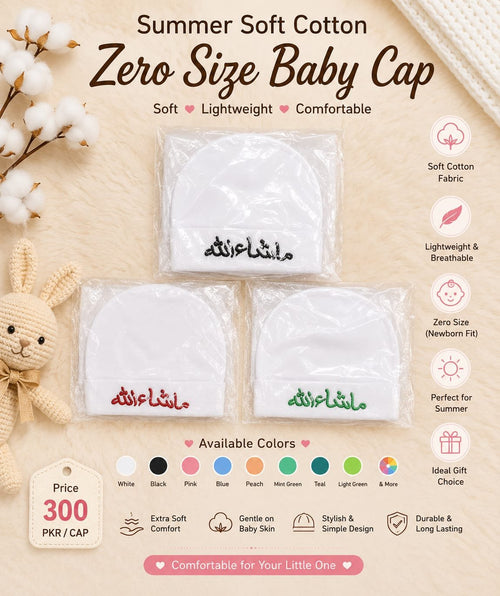 Newborn White Cotton Cap – MashaAllah Calligraphy