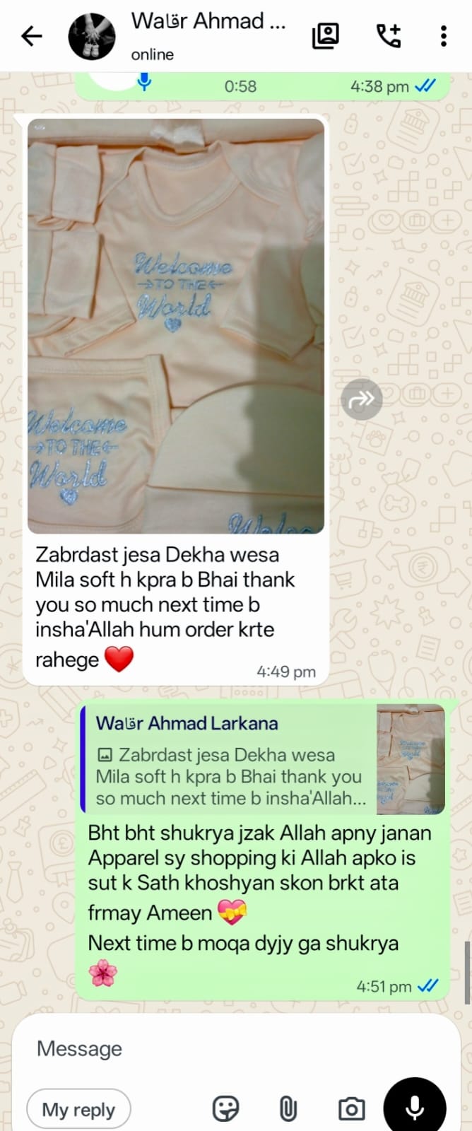 WhatsApp customer review screenshot