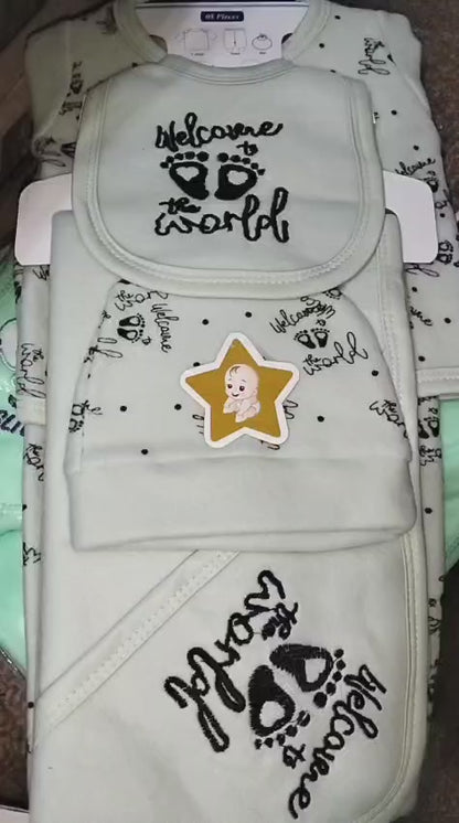 Welcome to the World New Born Baby Winter Fleece Gift Set (5 Pieces)