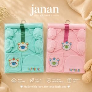 happy Bear 8 Pieces Newborn Baby Gift Set in Soft cotton