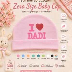 I Love DADI Zero Size Summer Soft Cotton Baby Cap for Newborn