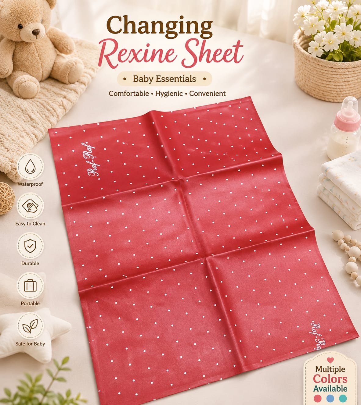 Baby Changing foam Sheet | Waterproof Baby Changing Mat | Polka Dot Changing Mat | Portable Changing Sheet