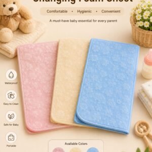 Baby Changing foam Sheet | Waterproof Baby Changing Mat | Polka Dot Changing Mat | Portable Changing Sheet (Copy)
